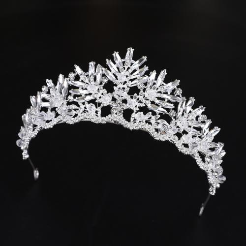 Tiaras nupciales, aleación de zinc, para mujer & con diamantes de imitación, plateado, diameter 140mm, height 75mm, arc length 280-300mm, Vendido por UD