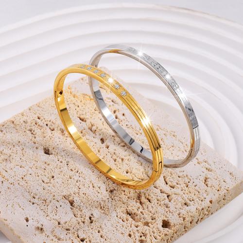 Stainless Steel Bangle, 304 Stainless Steel, fashion jewelry & Unisex & with rhinestone Inner Approx 60mm [