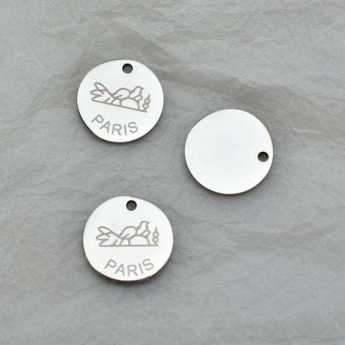 Stainless Steel Tag Charm, 304 Stainless Steel, Flat Round, polished, DIY, original color 