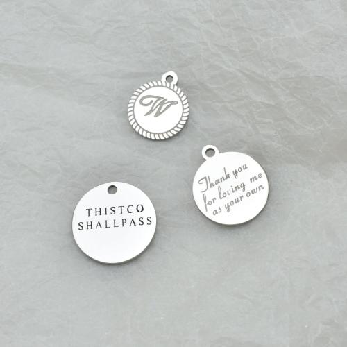 Stainless Steel Tag Charm, 304 Stainless Steel, Flat Round, polished, DIY original color 