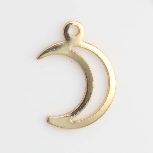 Brass Jewelry Pendants, Moon, gold color plated, DIY 