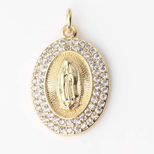 Cubic Zirconia Micro Pave Brass Pendant, gold color plated, DIY & micro pave cubic zirconia [