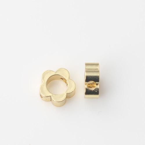 Brass Jewelry Beads, Flower, gold color plated, DIY 