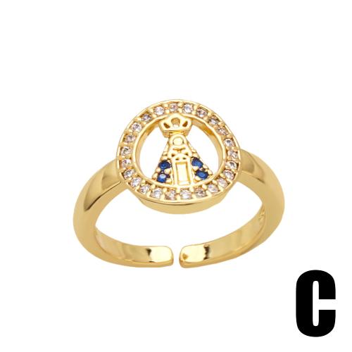 Cubic Zirconia Micro Pave Brass Finger Ring, plated, fashion jewelry & micro pave cubic zirconia, golden 