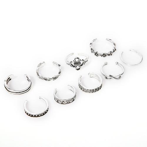 alliage de zinc Bague d'orteil, 9 PCS. & bijoux de mode & pour femme, plus de couleurs à choisir, Vendu par fixé[