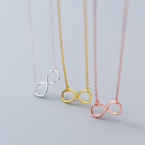 argent sterling 925 collier, Infini, Placage, pour femme & creux, plus de couleurs à choisir Environ 16.1-18.1 pouce, Vendu par PC