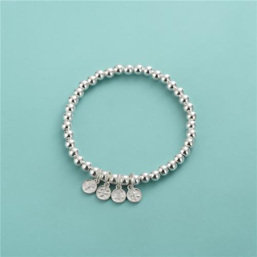 925 Sterling Silver Bracelet, elastic & for woman, silver color 