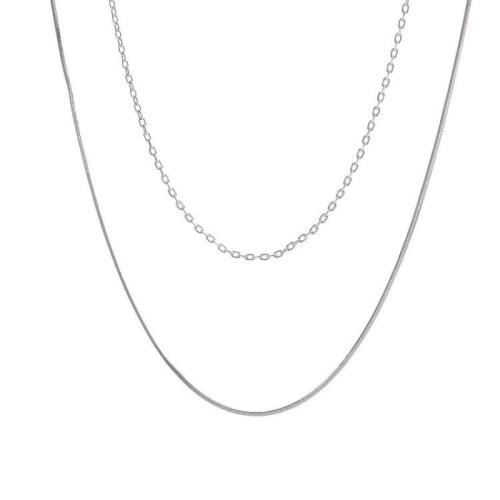 Collier de bijoux de titane, Acier titane, avec 5cm chaînes de rallonge, poli, Double couche & bijoux de mode & pour femme, couleur originale Environ 35.5 cm, Vendu par PC