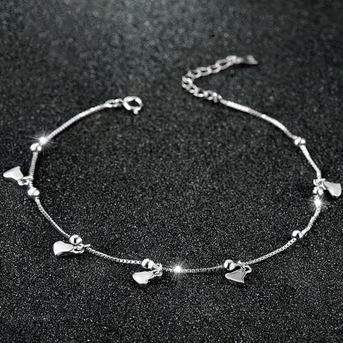 Tobillera de joyería de moda, Plata de ley 925, con 3cm extender cadena, para mujer, longitud:aproximado 26 cm, Vendido por UD