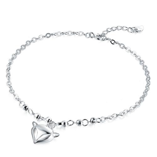 Мода ювелирные изделия anklet, 925 пробы, с 3cm наполнитель цепи, Лисица, полированный, ювелирные изделия моды & Женский, длина:Приблизительно 21 см, продается PC