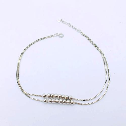 Мода ювелирные изделия anklet, 925 пробы, с 3cm наполнитель цепи, полированный, Двойной слой & ювелирные изделия моды & Женский, длина:Приблизительно 21.5 см, продается PC