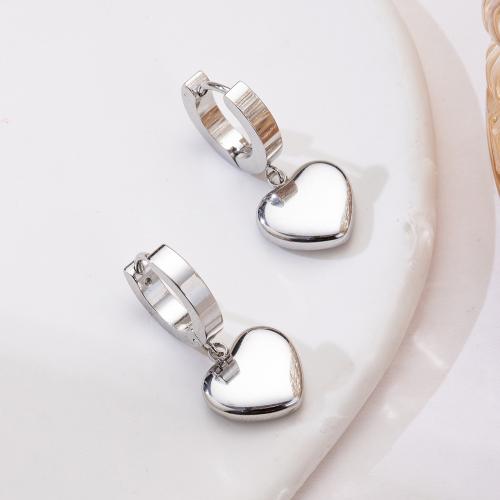 Boucles d'oreilles en acier titane, coeur, poli, bijoux de mode & pour femme Vendu par paire