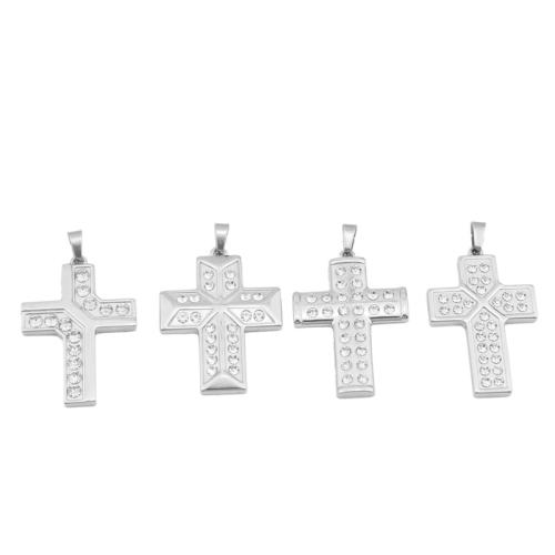 pendentifs En acier inoxydable de Croix , Acier inoxydable 304, poli, DIY & normes différentes pour le choix & pour homme & avec strass, couleur originale, Vendu par PC