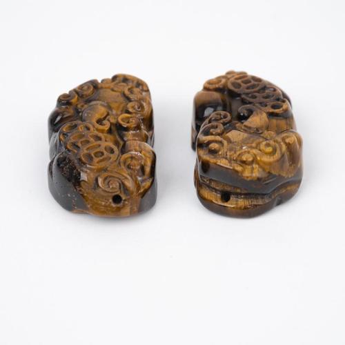 Tiger Eye Beads, Mythical Wild Animal, Carved, DIY, yellow 