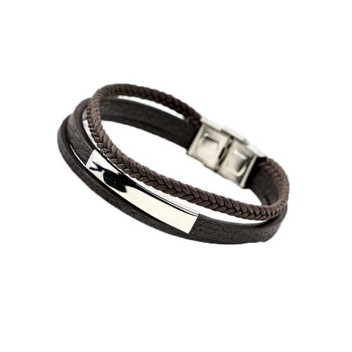 PU Leather Cord Bracelets, with Zinc Alloy, fashion jewelry & for man cm 