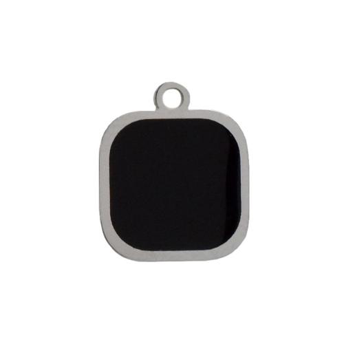 Enamel Stainless Steel Pendant, 304 Stainless Steel, Square, polished, DIY, black 