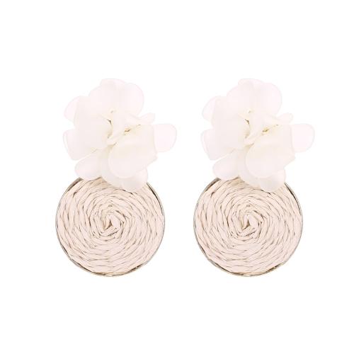 Fashion Create Jewelry Earring, Zinc Alloy, with Rafidah Grass & Resin, Flower, handmade, fashion jewelry & for woman 