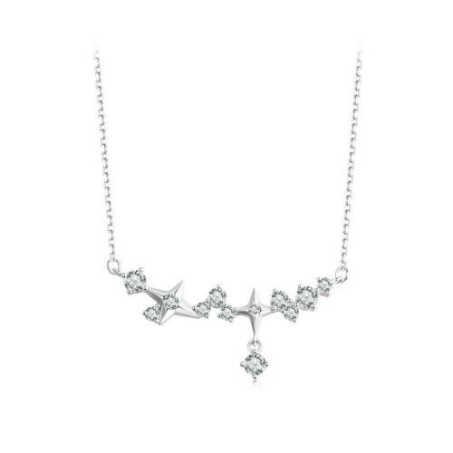 Zircon cubique Micro Pave collier en argent sterling, argent sterling 925, avec 5CM chaînes de rallonge, Placage, pavé de micro zircon & pour femme, couleur platine Environ 40 cm, Vendu par PC