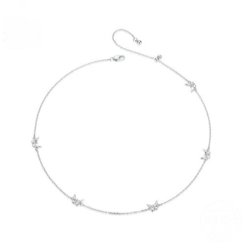 Zircon cubique Micro Pave collier en argent sterling, argent sterling 925, Placage, pavé de micro zircon & pour femme, couleur platine Environ 40 cm, Vendu par PC