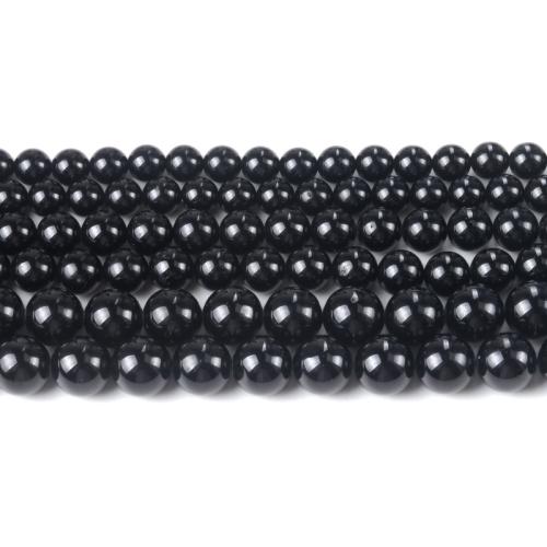 Natural Tourmaline Beads, Schorl, Round, polished, fashion jewelry & DIY black Approx 40 cm 