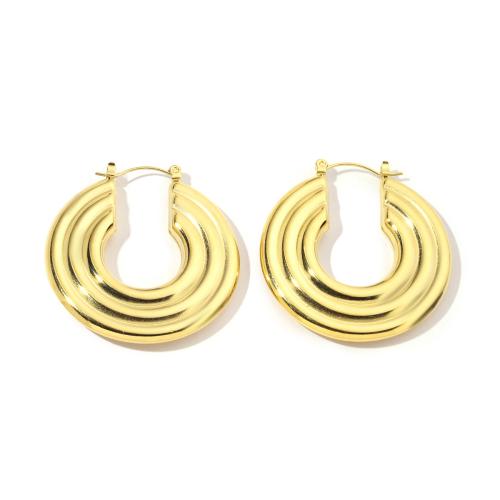 Boucles d'oreilles en acier titane, Rond, Placage ionique sous vide, bijoux de mode & pour femme, doré Vendu par paire