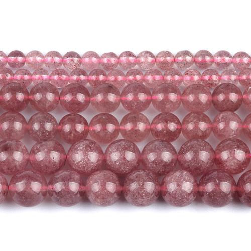 Strawberry Quartz Beads, Round, polished, fashion jewelry & DIY pink Approx 38 cm [