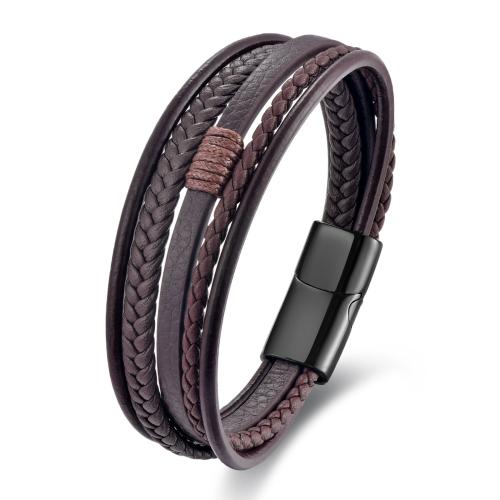 PU Leather Cord Bracelets, with 304 Stainless Steel, vintage & for man cm 