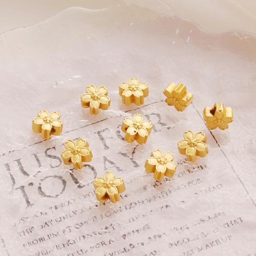 Brass Jewelry Beads, Flower, gold color plated, DIY 