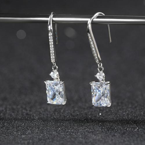 Cubic Zirconia Micro Pave Sterling Silver Earring, 925 Sterling Silver, plated, micro pave cubic zirconia & for woman, platinum color 