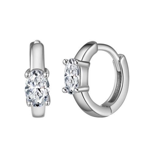 Pendiente de plata cubic zirconia Micro Pave Sterling, plata de ley 925, chapado, micro arcilla de zirconia cúbica & para mujer, color de platina, 10mm, Vendido por Par