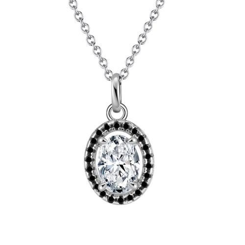 Zircon cubique Micro Pave collier en argent sterling, argent sterling 925, avec pierre gemme, Placage, pavé de micro zircon & pour femme, couleur platine Environ 45 cm, Vendu par PC