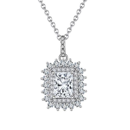 Zircon cubique Micro Pave collier en argent sterling, argent sterling 925, Placage, pavé de micro zircon & pour femme, couleur platine Environ 45 cm, Vendu par PC