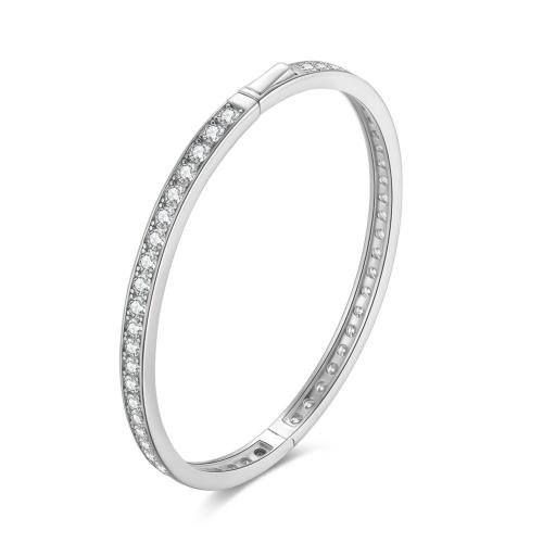 Cubic zirconia pavimenta la pulsera de plata de ley, plata de ley 925, chapado, diverso tamaño para la opción & micro arcilla de zirconia cúbica & para mujer, más colores para la opción, Vendido por UD