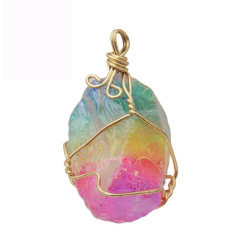 Gemstone Brass Pendants, Natural Stone, with brass wire, fashion jewelry & Unisex 