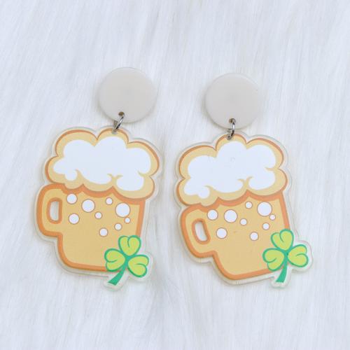 Acrylic Drop Earring, printing, fashion jewelry & for woman 