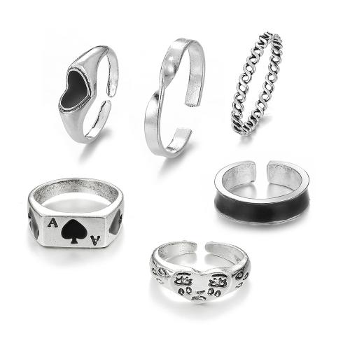 alliage de zinc bague, avec perle de plastique, Placage, styles différents pour le choix & pour femme & émail & avec strass .5-9, Vendu par fixé