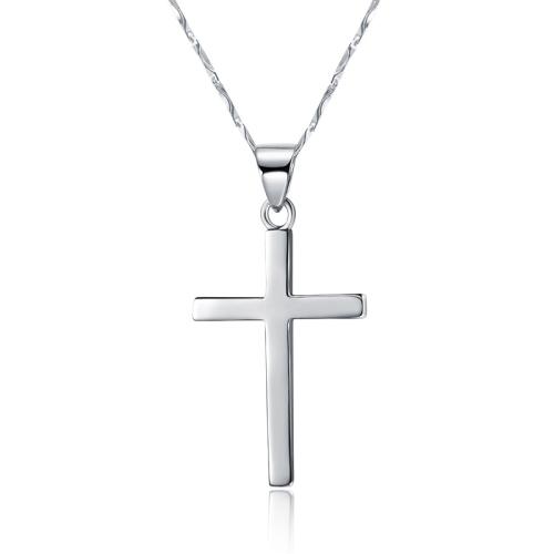 Collier de bijoux en argent , Argent sterling 925, croix, bijoux de mode & unisexe & normes différentes pour le choix Environ 45 cm, Vendu par PC