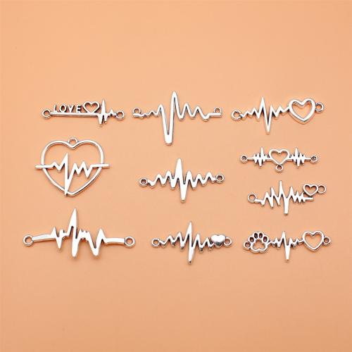 Zinc Alloy Jewelry Pendants, Electrocardiographic, antique silver color plated, 10 pieces & DIY 