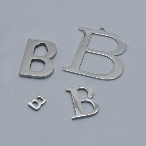 Stainless Steel Letter Pendant, 304 Stainless Steel, Letter B, polished, DIY original color [