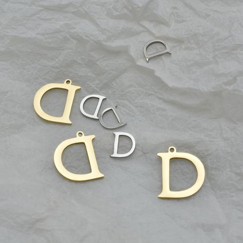 Stainless Steel Letter Pendant, 304 Stainless Steel, Letter D, Vacuum Ion Plating, DIY [