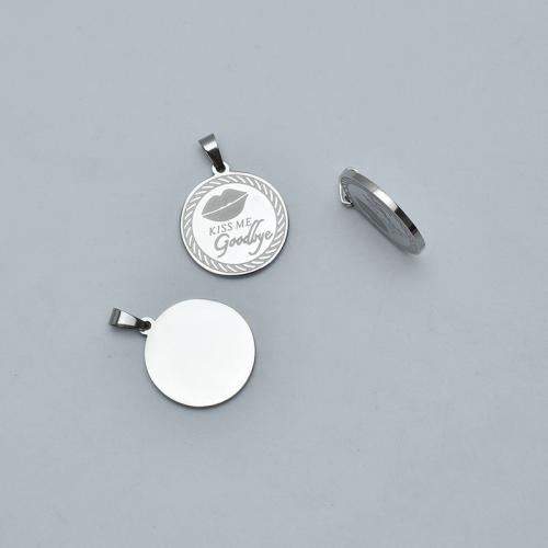 Stainless Steel Tag Charm, 304 Stainless Steel, Flat Round, polished, DIY, original color 