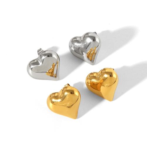 Stainless Steel Stud Earring, 304 Stainless Steel, Heart, plated, for woman [