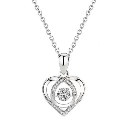 Cubic Zircon Micro Pave Brass Necklace, with 5CM extender chain, Heart, plated, micro pave cubic zirconia & for woman Approx 40 cm [