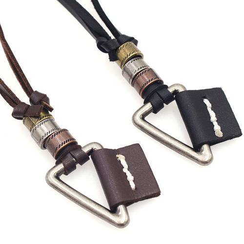 Collier en alliage de zinc, avec cordon en cuir, Vintage, plus de couleurs à choisir, The leather rope is 20cm long and can be pulled to a maximum of 40cm, Vendu par PC