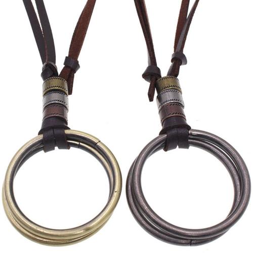 Collier en alliage de zinc, avec cordon en cuir, Placage, Vintage & unisexe, plus de couleurs à choisir, The leather rope is 20cm long and can be pulled to a maximum of 40cm, Vendu par PC