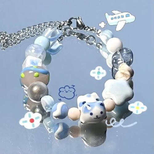 alliage de zinc bracelet, avec verre, unisexe & styles différents pour le choix Environ 6-8 pouce, Vendu par PC[