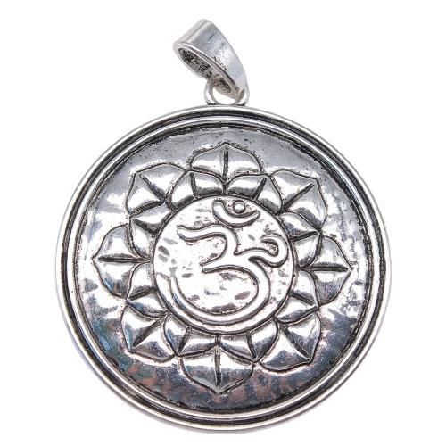 Zinc Alloy Flat Round Pendants, antique silver color plated, vintage & fashion jewelry & DIY 