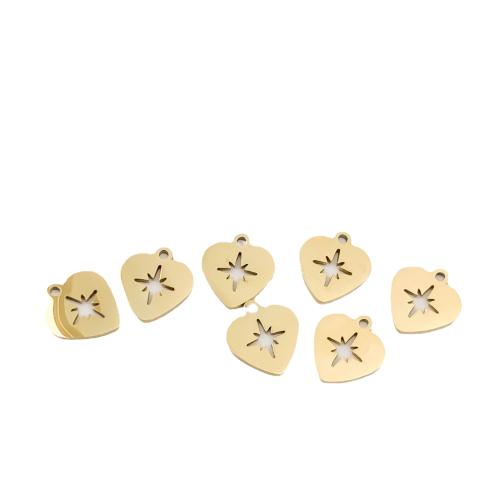 Edelstahl Herz Anhänger, 316 L Edelstahl, DIY, goldfarben, 12x11mm, 2PCs/Tasche, verkauft von Tasche