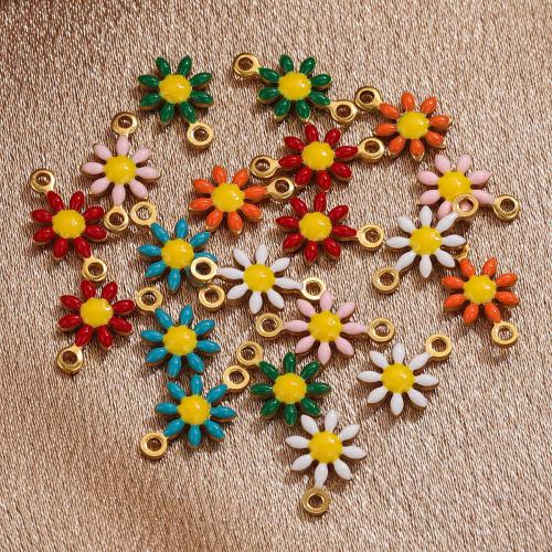 Pendentifs en acier inoxydable émail, Acier inoxydable 304, margueritepâquerette, DIY & styles différents pour le choix, plus de couleurs à choisir, 7.5mm Vendu par sac