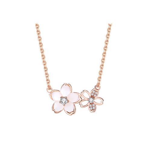 Cúbicos circón Collar de latón Micro pavimenta, metal, con Nácar Blanca, con 5CM extender cadena, chapado, micro arcilla de zirconia cúbica & para mujer, color de rosa dorada, longitud:aproximado 40 cm, Vendido por UD